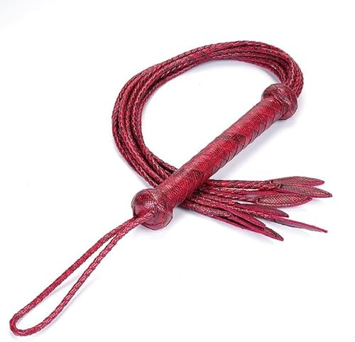 Frustino a nove code in vera pelle, tessuto a mano, lunghezza 60 cm con coda di salice, 15 cm, appesa, frusta equestre di fascia alta, adatta sia per l'allenamento che per il collezionismo