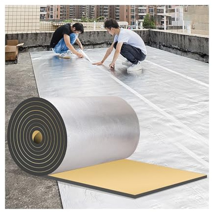 Isolant Thermique Auto-adhésif Rouleau Réfléchissant en Mousse D'aluminium，Thermique Isolant Anti Froid et Chaleur, for sols, toits, portes de garage.(1*9m/3.2*30ft,30MM(THK))