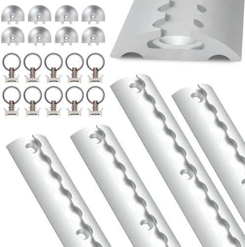 4 x 1 m de rail d'arrimage, forme demi-circulaire en aluminium, rail d'arrimage éloxé avec trous, rail d'arrimage avec 10 œillets et 8 embouts, système de fixation de charge pour camions et