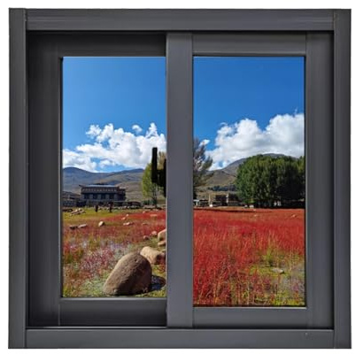 Fenêtre coulissante de rechange en aluminium 96,5 x 55,9 cm – Verre trempé avec écran pour abris de bain, poulailler, camping-cars et garages – Finition grise et résistante aux intempéries