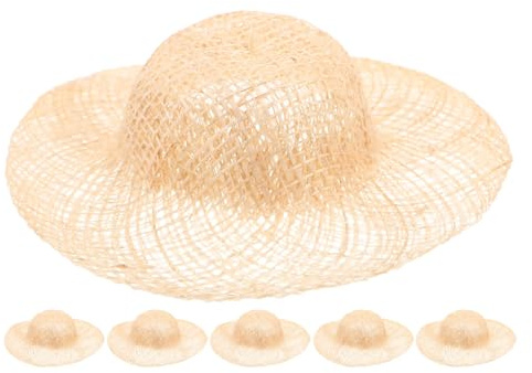 SUPVOX 6 Mini Sombreros de Paja: Gorro de Paja de 8 cm para Tejer, Ideal para Manualidades, decoración de Fiestas y proyectos de Casas de muñecas.