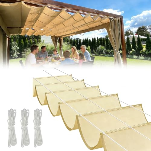 Toldo retráctil de onda, 1 x 3 m, ajustable, cubierta de sombra, resistente al agua, protección solar, protección UV, toldo de pérgola para exteriores, con kit de montaje para toldos, terrazas, patios