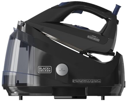 Black+Decker - Centro de Planchado BXSS2600E | 2600W | Presión 7 Bares | Vapor antimicrobiano | Depósito Extraíble 1.5L | Vapor Seco Continuo 130 g/min |Sistema Antical y Bloqueo | Modo ECO | Auto Off