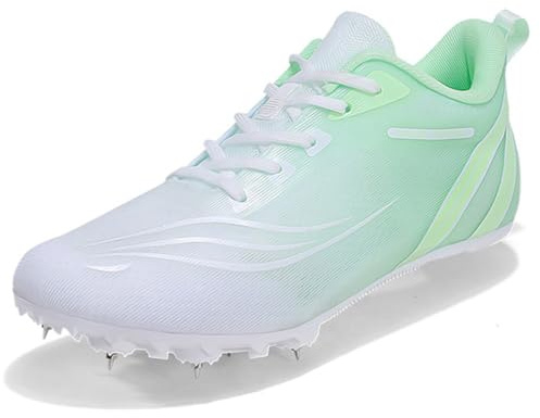 Zapatillas de Atletismo para Mujer Zapatillas de Correr Malla Ligeras, Transpirables Antideslizantes, para Carreras Saltos Velocidad,Verde,36 EU