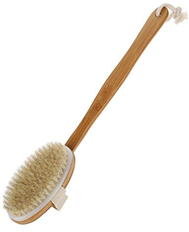 TOPINCN Cepillo de Masaje de Ducha Largo para Estimular el Linfático y Aumentar el Flujo Sanguíneo, con Cerdas Suaves para Exfoliación de la Piel, Masajeador Corporal 2 en 1 para Relajación y Alivio