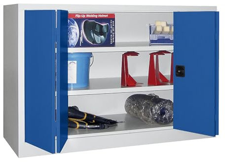 Pavoy | Falttürenschrank | Höhe 1000 mm | Breite 1500 mm | Tiefe 400 mm | grau/blau