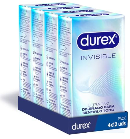 Durex Pack Ahorro Preservativos Invisible, Ultra Fino Diseñado para Maximizar Sensaciones, 48 condones
