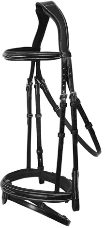 ExionPro Exion Anatomical Snaffle Jumping Bridle for Horses with Removable Flash Noseband & Rubber Reins – Premium Vegetable-Tanned Leather, SS Buckles, Padded MonoCrown, Designer Stitching