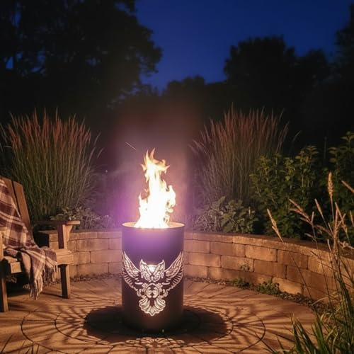 TiKo-Design® Feuertonne Feuerkorb mit Eulen Motiv