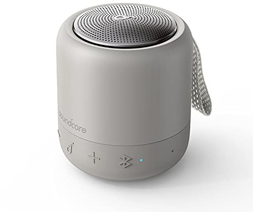 soundcore Anker Mini 3, Bluetooth-Lautsprecher mit BassUp und PartyCast Technologie, USB-C, Wasserschutz IPX7, Individueller EQ (in Grau)