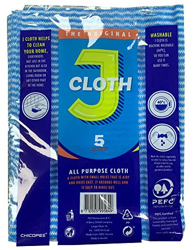 J Cloth - Original All Purpose Household Room Cleaning Hygienic Cloths - 5 Count