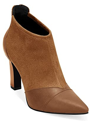 Coutgo Womens Ankle Booties Dress Boots Pointed Toe Stiletto High Heel Splicing Booties Shoes with Back Zipper