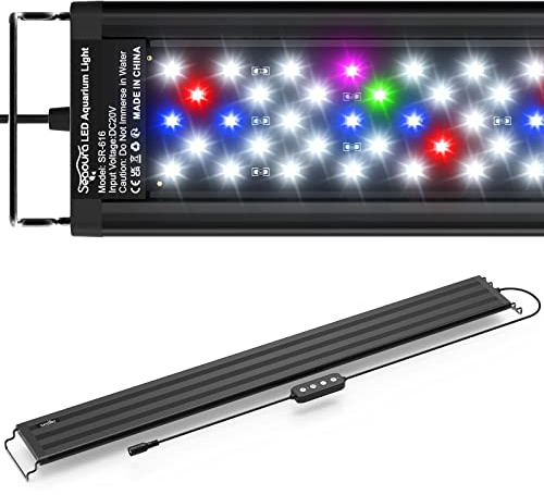 SEAOURA Aquarium LED Beleuchtung, Aquarium Lampe mit Timer 77-90CM | Aquarium LED Pflanzen Wachstums Leuchte Auto Ein/Aus, Vollspektrum, 10 Helligkeit, 3 Beleuchtung Modus für Süßwasser Aquarium