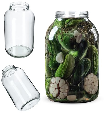 KADAX Tarros de conservas de 4 l, tarros de cristal fi100 mm, tarros para conservas, tarros redondos, tarros de pepinos, tarros para conservas (1 unidad, sin tapa)