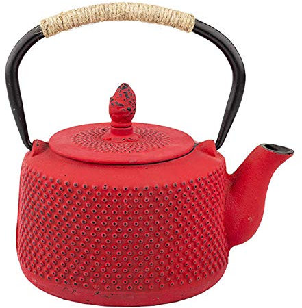 Teiera Giapponese in ghisa con Filtro per Uova di tè, fornello a Gas, bollitore 850 ml, teiera Rossa in Metallo, bollitore per Acqua in Ferro, Set da tè Kung Fu-Rosso
