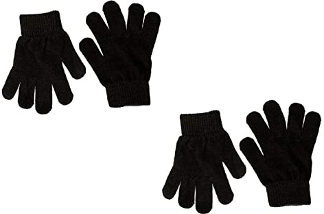 Kid's Winter Magic Thermal Gloves - Children's Stretchy Warm Knit Gloves for Boys and Girls, Black, 7-12 Years (Pack of 2)