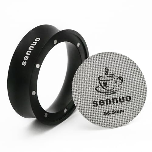 Kaffee Dosierring 58mm & 58.5mm Puck Screen, Aluminium Metall Espresso Trichter Genauen Befüllen des Kaffeepulvers mit Wiederverwendbar 1.7mm Dicke 150μm Espresso Puck Screen 316L für 58mm Siebträger