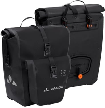 VAUDE Fahrradtaschen für Gepäckträger Aqua Back Plus in schwarz, 2X Hinterradtasche wasserdicht, Fahrrad Gepäckträgertasche hinten, einfache Befestigung – Made in Germany