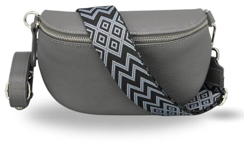 Brise Art SAHEL Damen Bauchtasche Echtleder Handgefertigt Crossbody Bag | Damen Umhängetasche, Echtes Leder, Schultertasche mit Ledergurt & wahlweise gemustertem Riemen, 2 Fächer, Made in Italy
