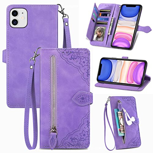 JayModCase Fodral för iPhone 11 (6,1 tum), Plånboksfodral [kortfack] [magnetisk] vikbart fodral Stativ och Korthållarekortplatser kompatibelt med iPhone 11 - Lila