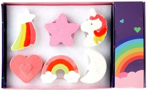 HEPYLAIFU badekugeln Kinder Natürliche, sanfte Badebomben Kinder, Schaumbad Kinder, Badesalz-Set Erwachsene als Geschenk den Haushalt (Color : C, Size : 150G*6)