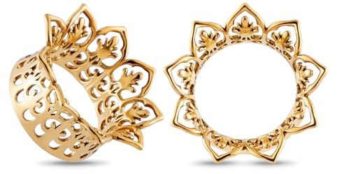 Longbeauty 1 Paar Edelstahl Flesh Ohr Tunnel Plugs Blumen Silber Gold Schwarz Ohr-Piercing Schmuck Ohrdehner, Gold, 14MM