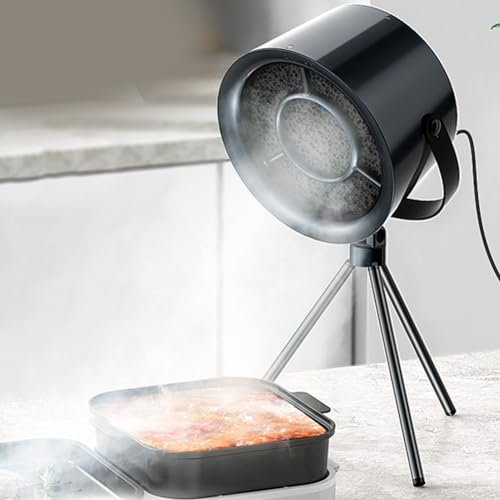 HEBEOT Desktop Cooker Hood Mini Household Portable Extractor Hood Small Kitchen Exhaust Fan For Home Kitchen BBQ 5V/2A(Black Gray)