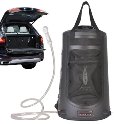 Chaies Tragbare Duschtasche, Camping-Duschtasche - 20L solarbeheizter Camping-Wasserbeutel,Schultertragen, Campingausrüstung mit Netztasche zum Wandern, Reisen,