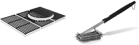 Enders® SWITCH GRID Rost-in-Rost System, Gusseisen & PREMIUM GRILLBÜRSTE MIT EDELSTAHLBORSTEN 8814 Kunststoffgriff, Reinigung Stahlroste Gussroste Edelstahlroste, Grill-Zubehör, Gasgrill BBQ, schwarz