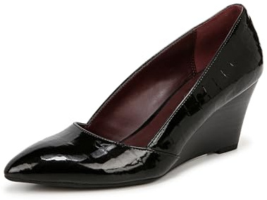 Franco Sarto Womens Frankie Pointed Toe Wedge Pump Black Croco Patent 8.5 M