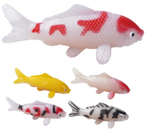 ABOOFAN 5pcs Artificial Koi Fish Model Plastic Realistic Goldfish Figurines Fake Fish Ornament for Aquarium Tank Pond Garden Decor