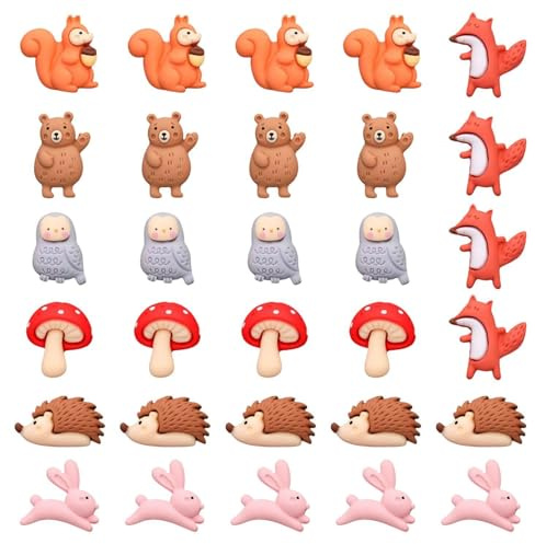 Lot de 30 punaises d'animaux de dessin animé, punaises colorées en forme d'animal, mignonnes punaises créatives faites à la main, punaises pour tableaux en liège, punaises pour tableau d'affichage