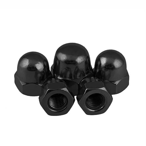 ORTAVA 20 tuercas de sombrerería M4 de acero inoxidable, acero inoxidable A2 V2A, tuercas hexagonales, tuercas de sombrero, para tornillos, varillas roscadas y pernos roscados (negro)