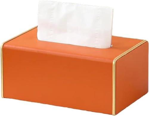 Taschentuchbox, Taschentuchhülle, Taschentuchhalter, rechteckige Taschentuchbox-Abdeckung, Taschentuchbox-Halter aus PU-Leder, Gesichtsserviettenhalter, pumpender Papieretui-Spender(Orange,Small)