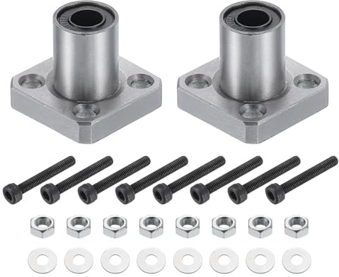 QUARKZMAN 2pz LMK6-UU Cuscinetti Lineari A Sfere 6mm Foro 12mm Nichelata | Diametro Esterno 19mm, Lunghezza Flangia Rotonda, Con Viti, Per Macchine CNC Stampanti 3D