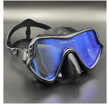 EHYSYN Schnorchelmaske Spiegel Farbe Objektiv Tauchen Maske Tauchen Masken Schnorcheln Set Anti-Fog Goggles Gläser Schwimmen Taucherbrille(Black1)