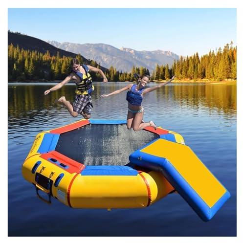 TAIPINGOZ Inflatable Water Trampoline, Water Bouncer, Inflatable Water Floating Bed, Bouncing Floating Swimming Platform with Slide(10ft)