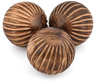Mahasu Decorative Balls Set of 3 Mango Wood Home Decor Modern Balls for Living Room, Bedroom, Kitchen (3 x 3x 3)