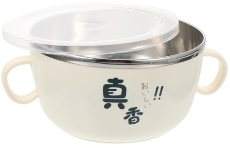 Mikinona Scodella per Noodles Acciaio Inossidabile Manici Contenitore per Zuppa per Ufficio Facile da Trasportare