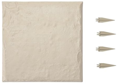 VEVOR Pietre da Giardino 395 x 395 mm Pietre Decorative con Picchetti, 4 Pezzi, Pavimentazione in Plastica Resistente alle Intemperie, Superficie Liscia, Passerelle Esterne per Prato, Patio, Beige