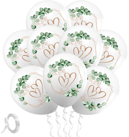 Luftballons Hochzeit 20/40/60 Stück,12 Zoll Herz Ballons Hochzeit, Herzen Eukalyptus Hochzeitsballons Weiß für Heiratsantrag,Verlobung