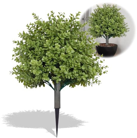 Árboles de bolas de eucalipto artificiales con estaca de 17,72 pulgadas plantas artificiales al aire libre, arbustos artificiales para decoración de interiores, jardín, decoración de patio, decoración