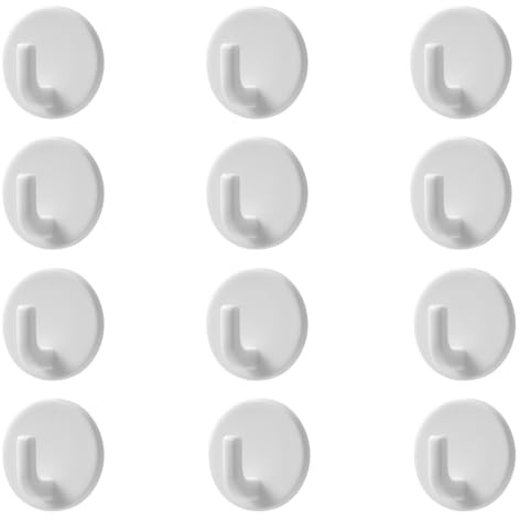 ZSUIQIN 12 Pièces Crochet Adhésif Mural, pour La Salle De Bain, La Cuisine | ABS, Résistant, Surface Lisse, Forte Capacité De Charge, Convient Pour Les Clés, Les Vêtements et Les Serviettes (Blanches)