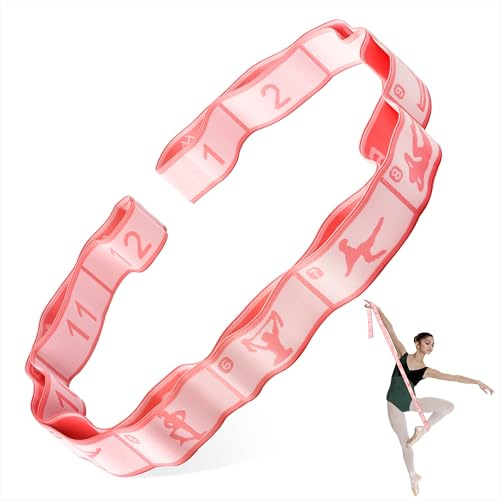 Fascia Yoga Elastico Fasce di Resistenza con 12 Fisso Loop Fascia, Elastica Fitness Cinghia di Yoga per Pilates, Fitness, Stretching, Allenamento, Danza (Pompelmo Rosso)