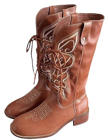 Botas Negras Mujer,Botas Cowboy Mujer Verano Elegantes Comodos Campera Botines Mujers Media Botines Mujers Invierno de Piel Serraje con Tacon Outdoor