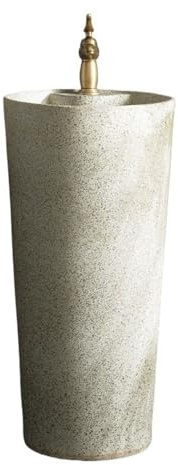 Freistehend Integriertes Standwaschbecken for den Außenbereich mit Wasserhahn und Abfluss-Set, Badezimmer-Waschtisch aus Keramik modern