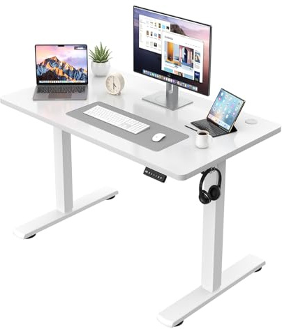 JUMMICO Elektrischer Höhenverstellbarer Schreibtisch - Steh-Sitz Tisch mit Memory-Funktion & Kompletter Tischplatte, Computertisch für Büro & Zuhause 80 x 53 cm Weiß