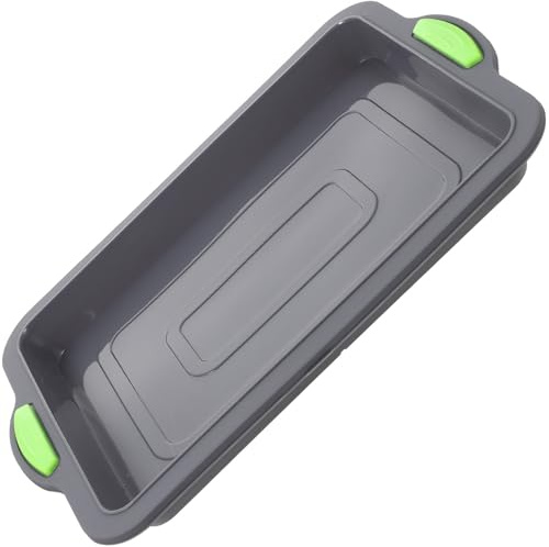 FOMIYES Moule à Gâteau Roulé en Silicone Antiadhésif Multifonction, Plat à Four Résistant la Chaleur, Couleur Gris Foncé Poignée Verte, Moule Pâtisserie pour Usage Domestique