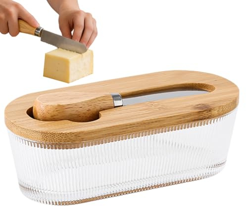 Mantequillera | 300ml Transparente Hermético Cuadrado Estilo Antiguo,Mantequillera con Tapa para Encimera - para Queso Verduras Frutas Hogar Picnic Camping Viaje