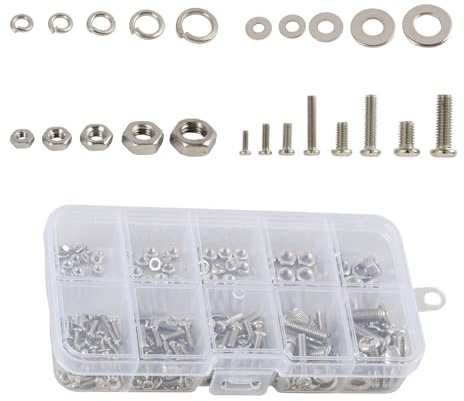 320 Piezas M2 Juego de Tornillos y Tuercas y Arandelas Kit, Tornillos de Cabeza Allen con Tuercas, Cabeza Hueca Hexagonal Acero Inoxidable, Tornillos de Cabeza Cilíndrica Kit